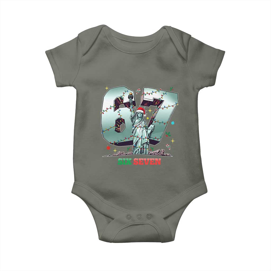Statue Of Liberty Six Seven Meme Baby Onesie Trendy Gen Z Christmas Gift TS12 Military Green Print Your Wear