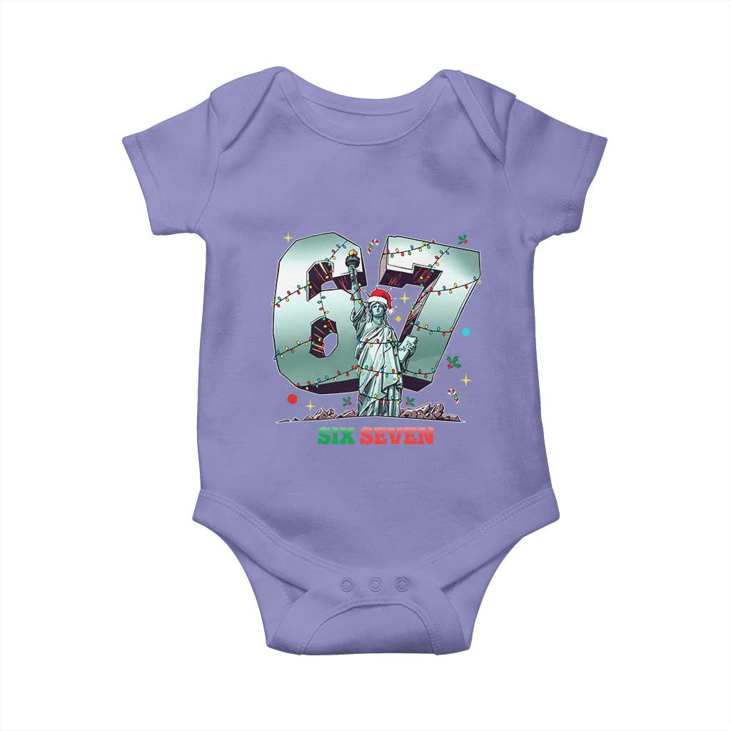 Statue Of Liberty Six Seven Meme Baby Onesie Trendy Gen Z Christmas Gift TS12 Violet Print Your Wear