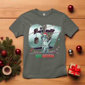 Statue Of Liberty Six Seven Meme T Shirt Trendy Gen Z Christmas Gift TS12 Military Green Print Your Wear