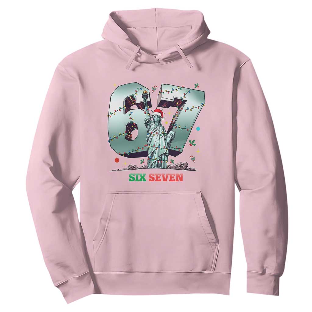 Statue Of Liberty Six Seven Meme Hoodie Trendy Gen Z Christmas Gift TS12 Light Pink Print Your Wear