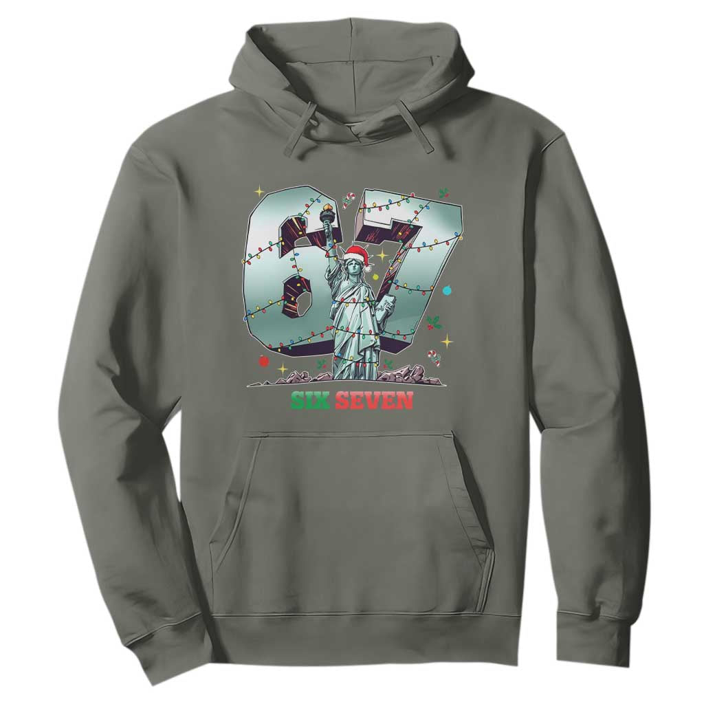 Statue Of Liberty Six Seven Meme Hoodie Trendy Gen Z Christmas Gift TS12 Military Green Print Your Wear