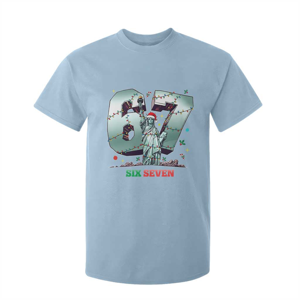 Statue Of Liberty Six Seven Meme T Shirt For Kid Trendy Gen Z Christmas Gift TS12 Light Blue Print Your Wear