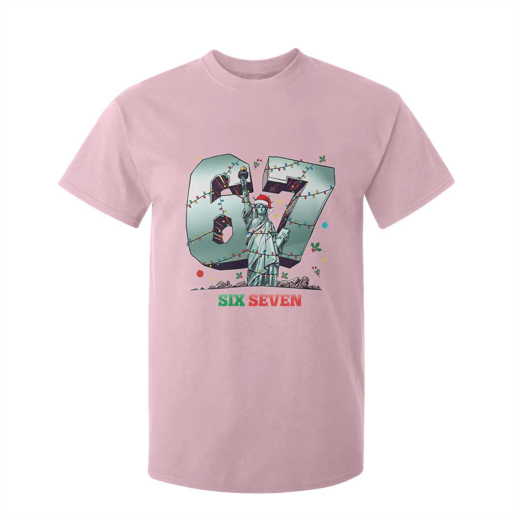 Statue Of Liberty Six Seven Meme T Shirt For Kid Trendy Gen Z Christmas Gift TS12 Light Pink Print Your Wear