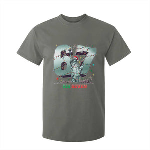 Statue Of Liberty Six Seven Meme T Shirt For Kid Trendy Gen Z Christmas Gift TS12 Military Green Print Your Wear