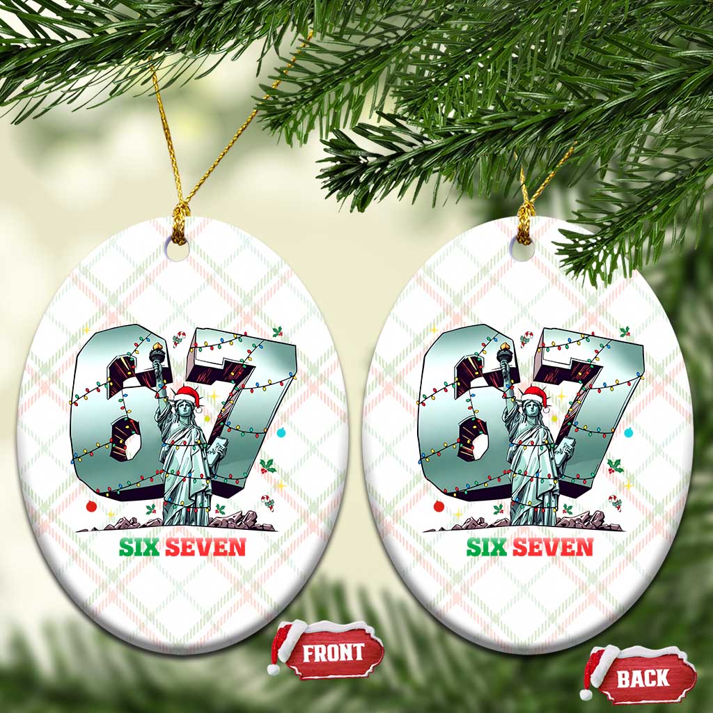Statue Of Liberty Six Seven Meme Ceramic Ornament Trendy Gen Z Christmas Gift TS12 Print Your Wear