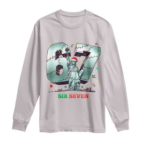 Statue Of Liberty Six Seven Meme Long Sleeve Shirt Trendy Gen Z Christmas Gift TS12 Ice Gray Print Your Wear