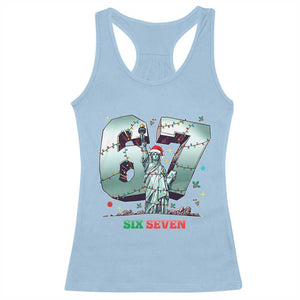 Statue Of Liberty Six Seven Meme Racerback Tank Top Trendy Gen Z Christmas Gift TS12 Light Blue Print Your Wear