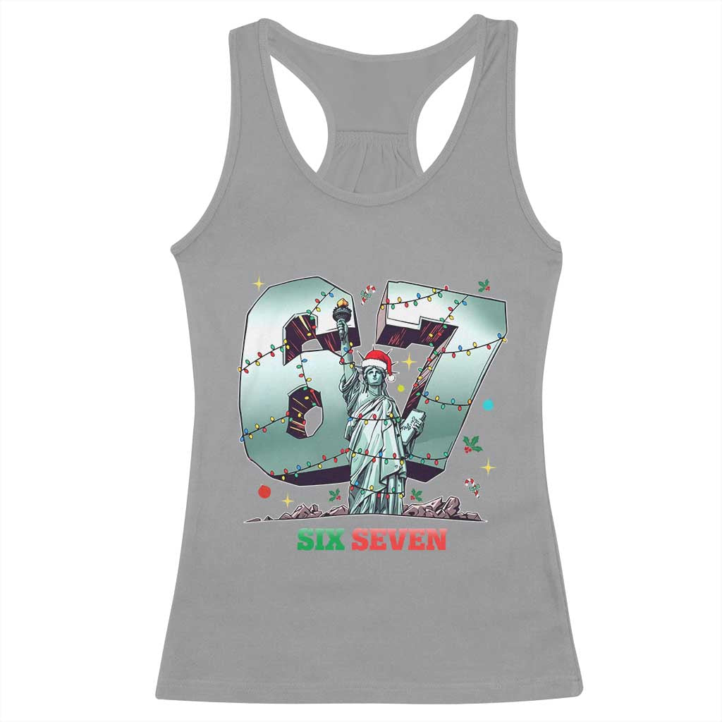 Statue Of Liberty Six Seven Meme Racerback Tank Top Trendy Gen Z Christmas Gift TS12 Sport Gray Print Your Wear