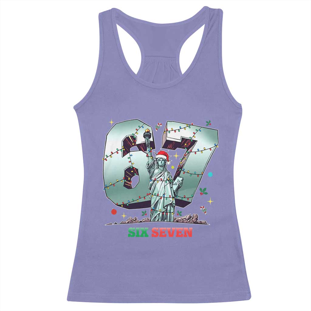 Statue Of Liberty Six Seven Meme Racerback Tank Top Trendy Gen Z Christmas Gift TS12 Violet Print Your Wear