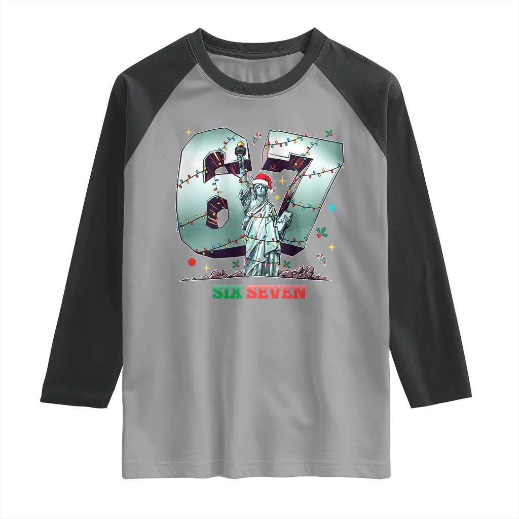 Statue Of Liberty Six Seven Meme Raglan Shirt Trendy Gen Z Christmas Gift TS12 Sport Gray Black Print Your Wear