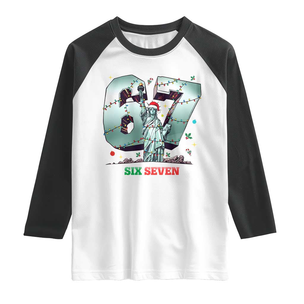 Statue Of Liberty Six Seven Meme Raglan Shirt Trendy Gen Z Christmas Gift TS12 White Black Print Your Wear