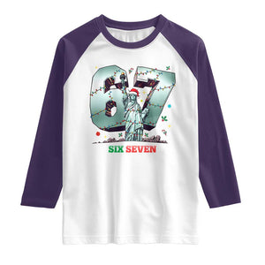 Statue Of Liberty Six Seven Meme Raglan Shirt Trendy Gen Z Christmas Gift TS12 White Purple Print Your Wear