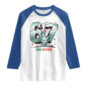 Statue Of Liberty Six Seven Meme Raglan Shirt Trendy Gen Z Christmas Gift TS12 White Royal Print Your Wear