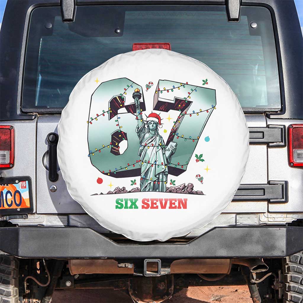 Statue Of Liberty Six Seven Meme Spare Tire Cover Trendy Gen Z Christmas Gift TS12 No hole White Print Your Wear