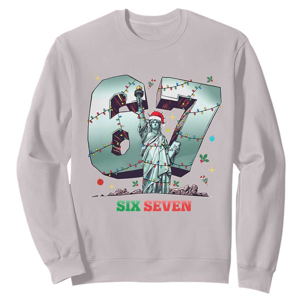 Statue Of Liberty Six Seven Meme Sweatshirt Trendy Gen Z Christmas Gift TS12 Ice Gray Print Your Wear
