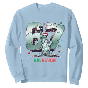 Statue Of Liberty Six Seven Meme Sweatshirt Trendy Gen Z Christmas Gift TS12 Light Blue Print Your Wear