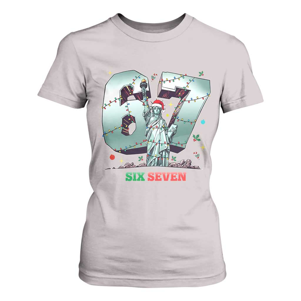 Statue Of Liberty Six Seven Meme T Shirt For Women Trendy Gen Z Christmas Gift TS12 Ice Gray Print Your Wear