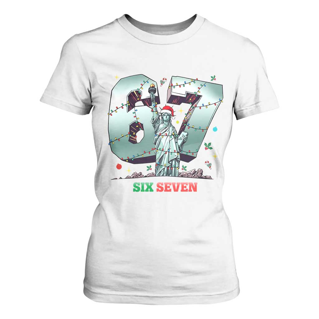 Statue Of Liberty Six Seven Meme T Shirt For Women Trendy Gen Z Christmas Gift TS12 White Print Your Wear