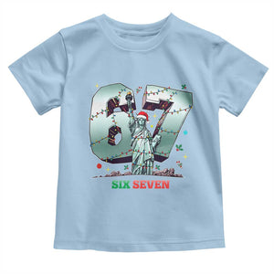 Statue Of Liberty Six Seven Meme Toddler T Shirt Trendy Gen Z Christmas Gift TS12 Light Blue Print Your Wear