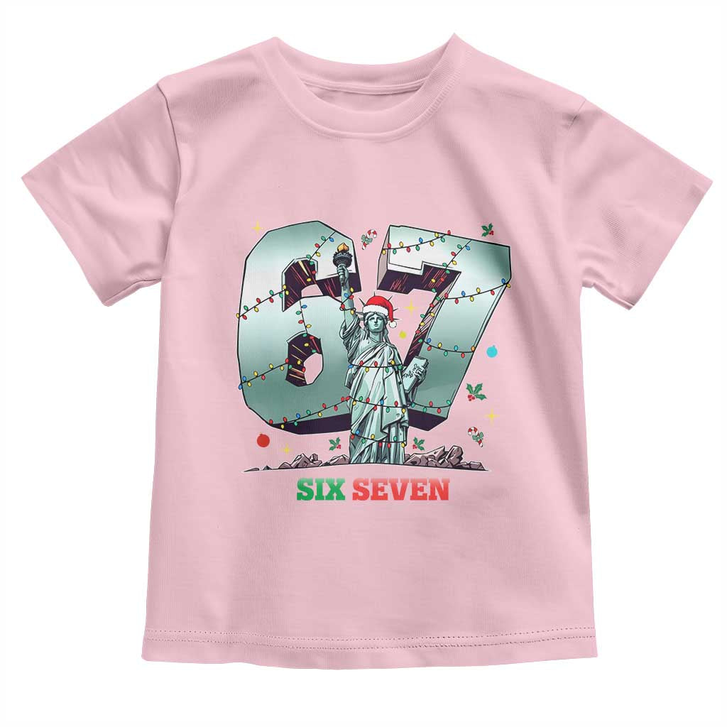 Statue Of Liberty Six Seven Meme Toddler T Shirt Trendy Gen Z Christmas Gift TS12 Light Pink Print Your Wear