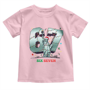 Statue Of Liberty Six Seven Meme Toddler T Shirt Trendy Gen Z Christmas Gift TS12 Light Pink Print Your Wear
