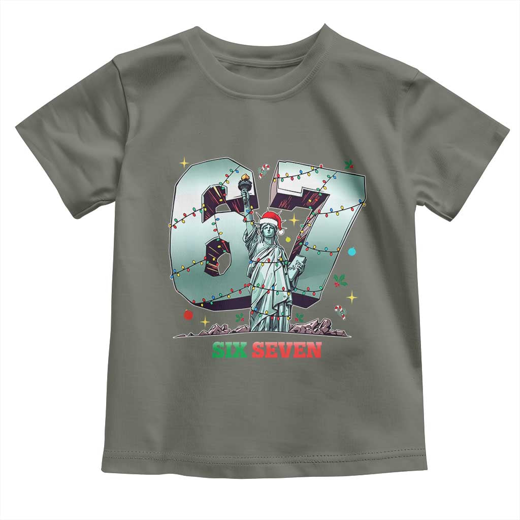 Statue Of Liberty Six Seven Meme Toddler T Shirt Trendy Gen Z Christmas Gift TS12 Military Green Print Your Wear