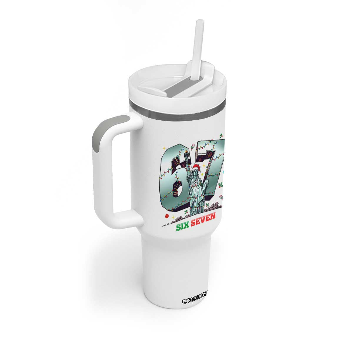 Statue Of Liberty Six Seven Meme Tumbler With Handle Trendy Gen Z Christmas Gift TS12 Print Your Wear