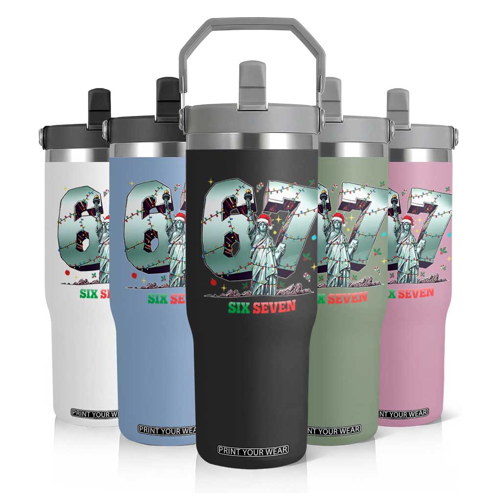 Statue Of Liberty Six Seven Meme Flip Straw Tumbler Trendy Gen Z Christmas Gift TS12 Print Your Wear