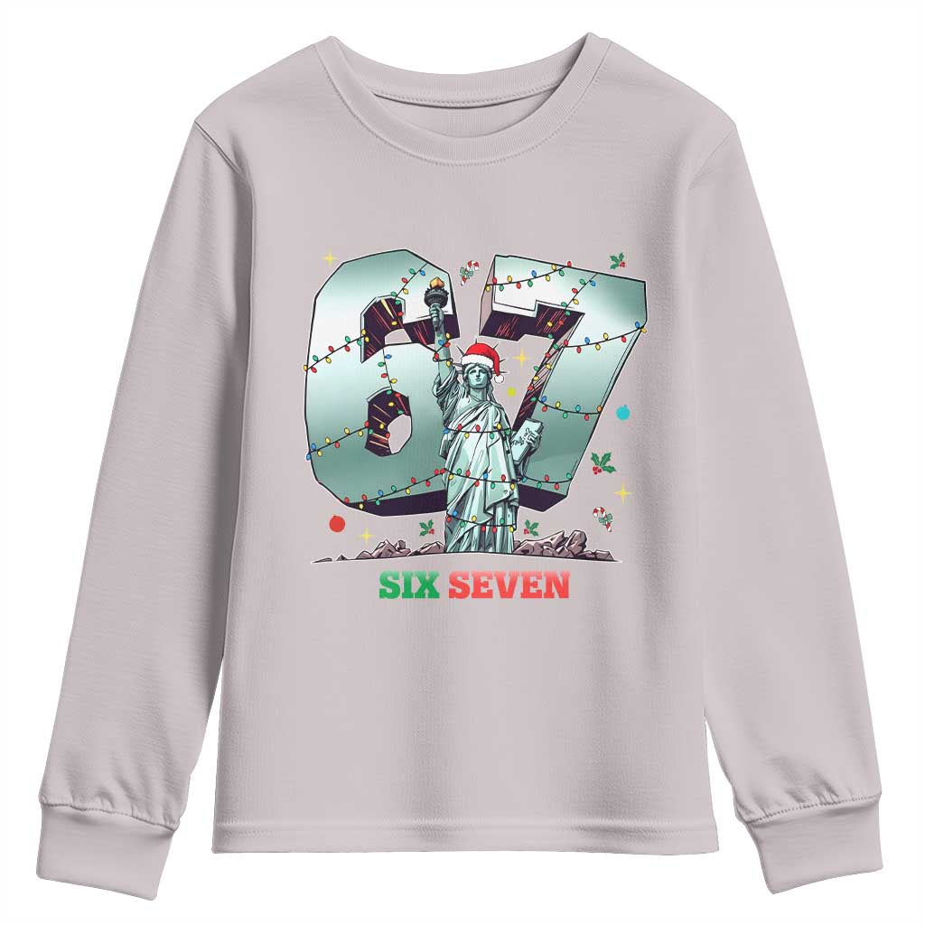 Statue Of Liberty Six Seven Meme Youth Sweatshirt Trendy Gen Z Christmas Gift TS12 Ice Gray Print Your Wear