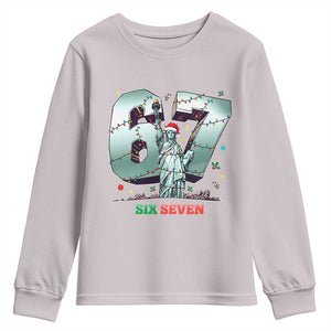Statue Of Liberty Six Seven Meme Youth Sweatshirt Trendy Gen Z Christmas Gift TS12 Ice Gray Print Your Wear