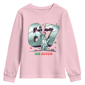 Statue Of Liberty Six Seven Meme Youth Sweatshirt Trendy Gen Z Christmas Gift TS12 Light Pink Print Your Wear