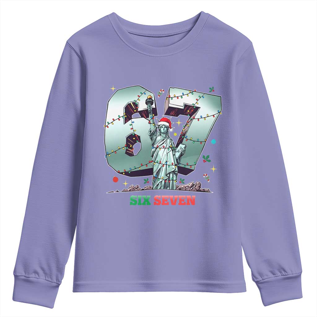 Statue Of Liberty Six Seven Meme Youth Sweatshirt Trendy Gen Z Christmas Gift TS12 Violet Print Your Wear