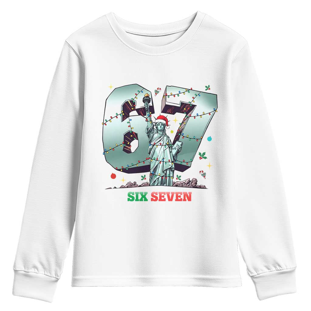 Statue Of Liberty Six Seven Meme Youth Sweatshirt Trendy Gen Z Christmas Gift TS12 White Print Your Wear