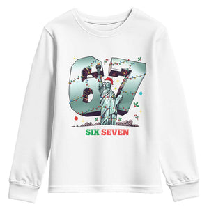 Statue Of Liberty Six Seven Meme Youth Sweatshirt Trendy Gen Z Christmas Gift TS12 White Print Your Wear
