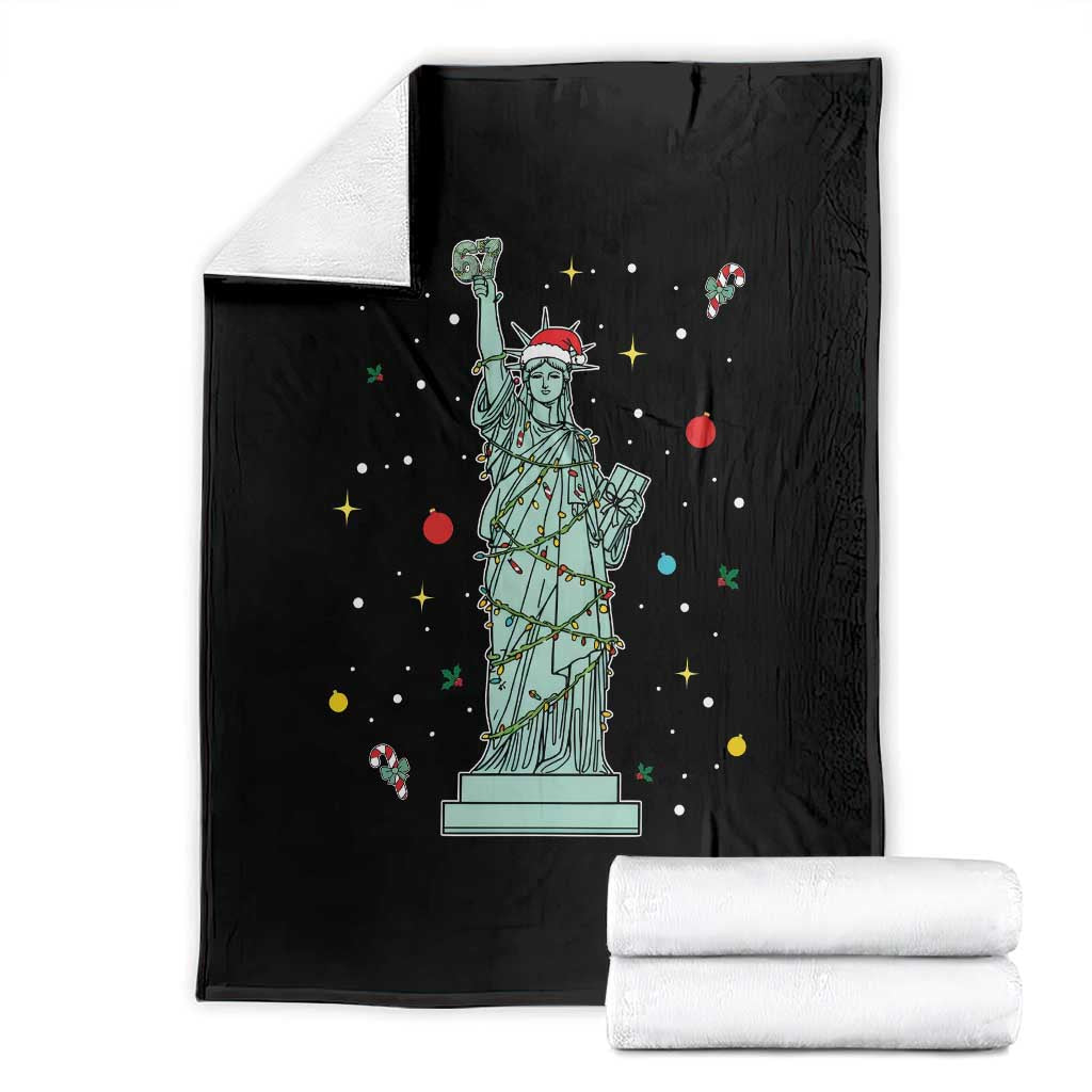 Statue Of Liberty Six Seven Meme Throw Blanket Gen Alpha 67 Trend Christmas Gift TS12 Black Print Your Wear