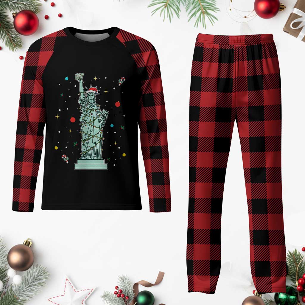 Statue Of Liberty Six Seven Meme Plaid Pajama Set Gen Alpha 67 Trend Christmas Gift TS12 Buffalo Plaid Print Your Wear