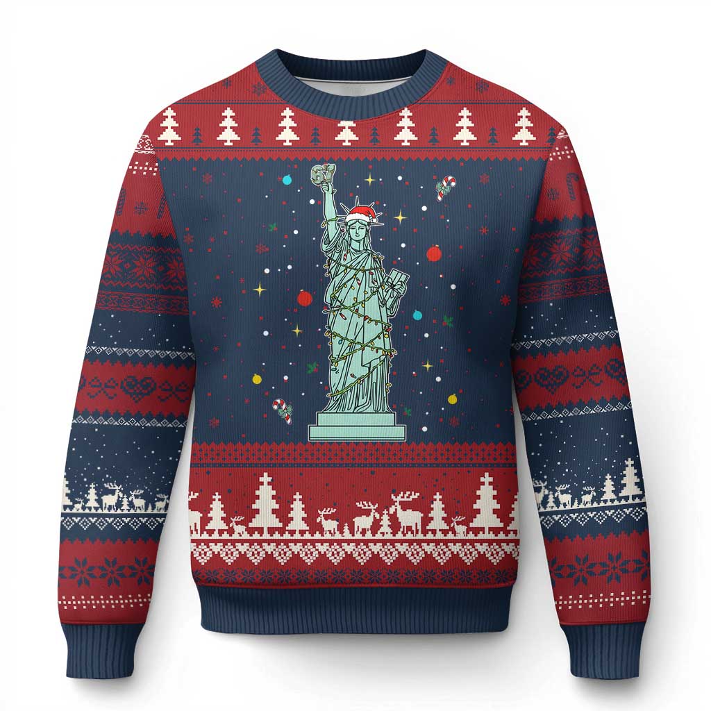 Statue Of Liberty Six Seven Meme Ugly Christmas Sweater Gen Alpha 67 Trend Xmas Gift TS12 Navy Red Print Your Wear