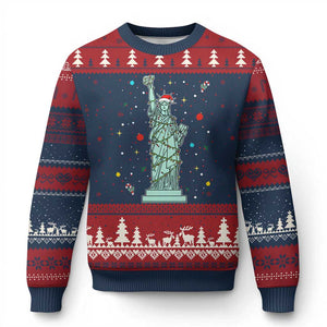 Statue Of Liberty Six Seven Meme Ugly Christmas Sweater Gen Alpha 67 Trend Xmas Gift TS12 Navy Red Print Your Wear