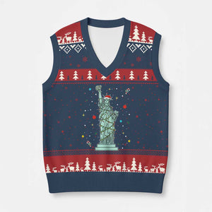 Statue Of Liberty Six Seven Meme V-Neck Knit Sweater Vest Gen Alpha 67 Trend Xmas Gift TS12 Navy Red Print Your Wear