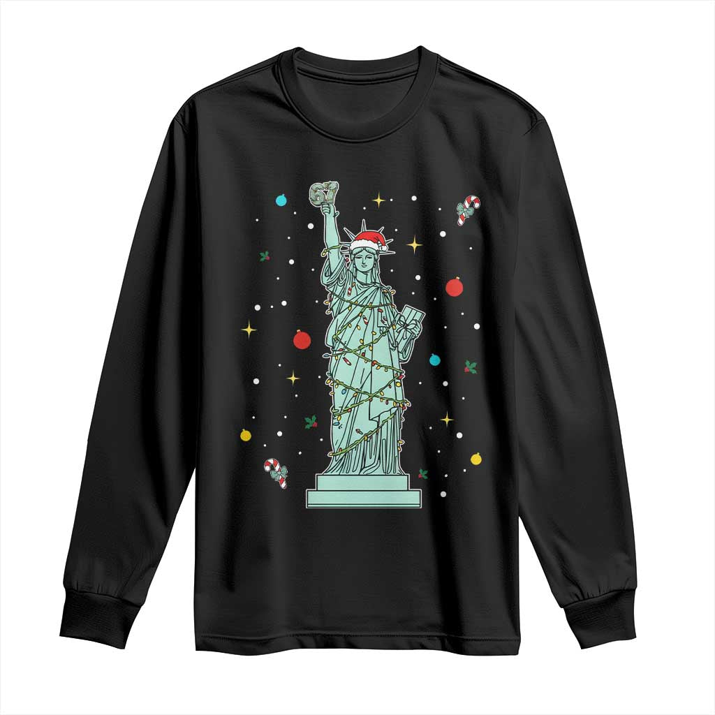 Statue Of Liberty Six Seven Meme Long Sleeve Shirt Gen Alpha 67 Trend Christmas Gift TS12 Black Print Your Wear