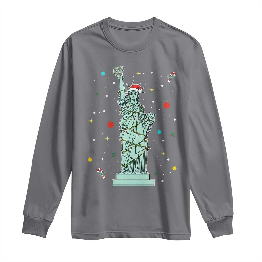 Statue Of Liberty Six Seven Meme Long Sleeve Shirt Gen Alpha 67 Trend Christmas Gift TS12 Charcoal Print Your Wear