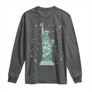Statue Of Liberty Six Seven Meme Long Sleeve Shirt Gen Alpha 67 Trend Christmas Gift TS12 Dark Heather Print Your Wear