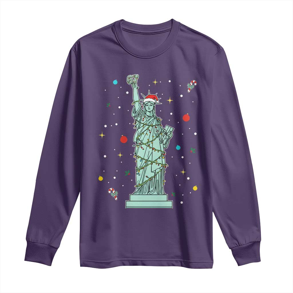 Statue Of Liberty Six Seven Meme Long Sleeve Shirt Gen Alpha 67 Trend Christmas Gift TS12 Purple Print Your Wear