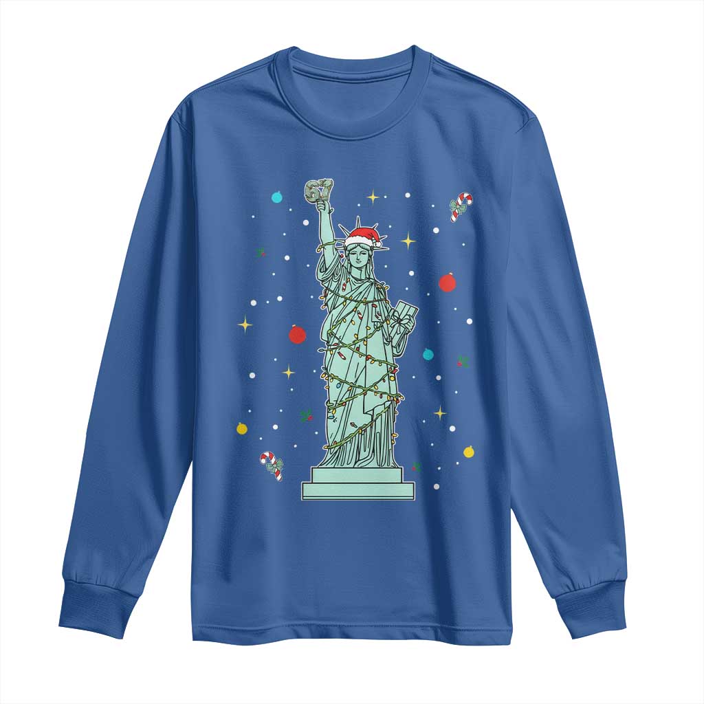 Statue Of Liberty Six Seven Meme Long Sleeve Shirt Gen Alpha 67 Trend Christmas Gift TS12 Royal Blue Print Your Wear