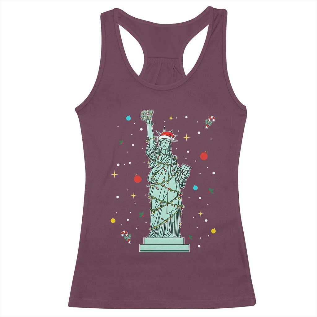 Statue Of Liberty Six Seven Meme Racerback Tank Top Gen Alpha 67 Trend Christmas Gift TS12 Maroon Print Your Wear