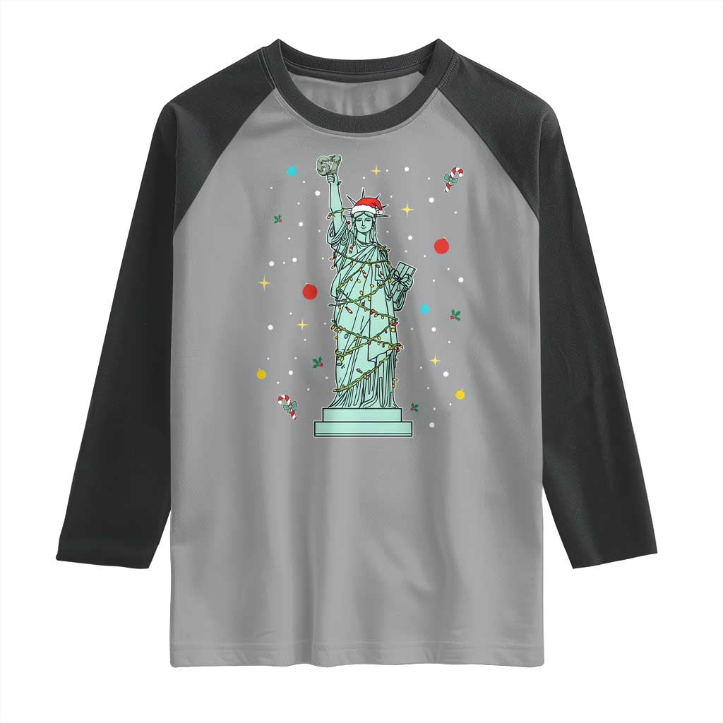 Statue Of Liberty Six Seven Meme Raglan Shirt Gen Alpha 67 Trend Christmas Gift TS12 Sport Gray Black Print Your Wear