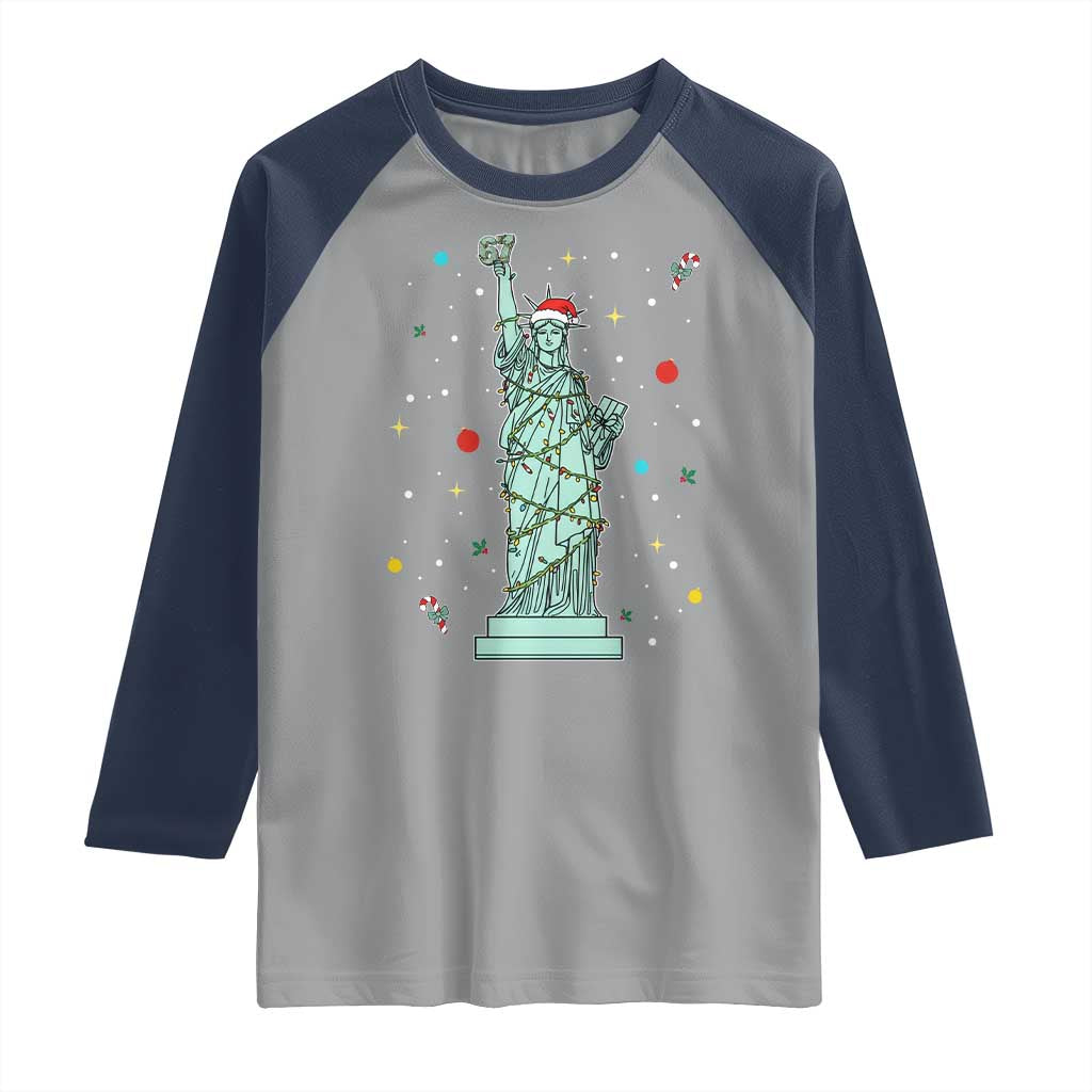 Statue Of Liberty Six Seven Meme Raglan Shirt Gen Alpha 67 Trend Christmas Gift TS12 Sport Gray Navy Print Your Wear