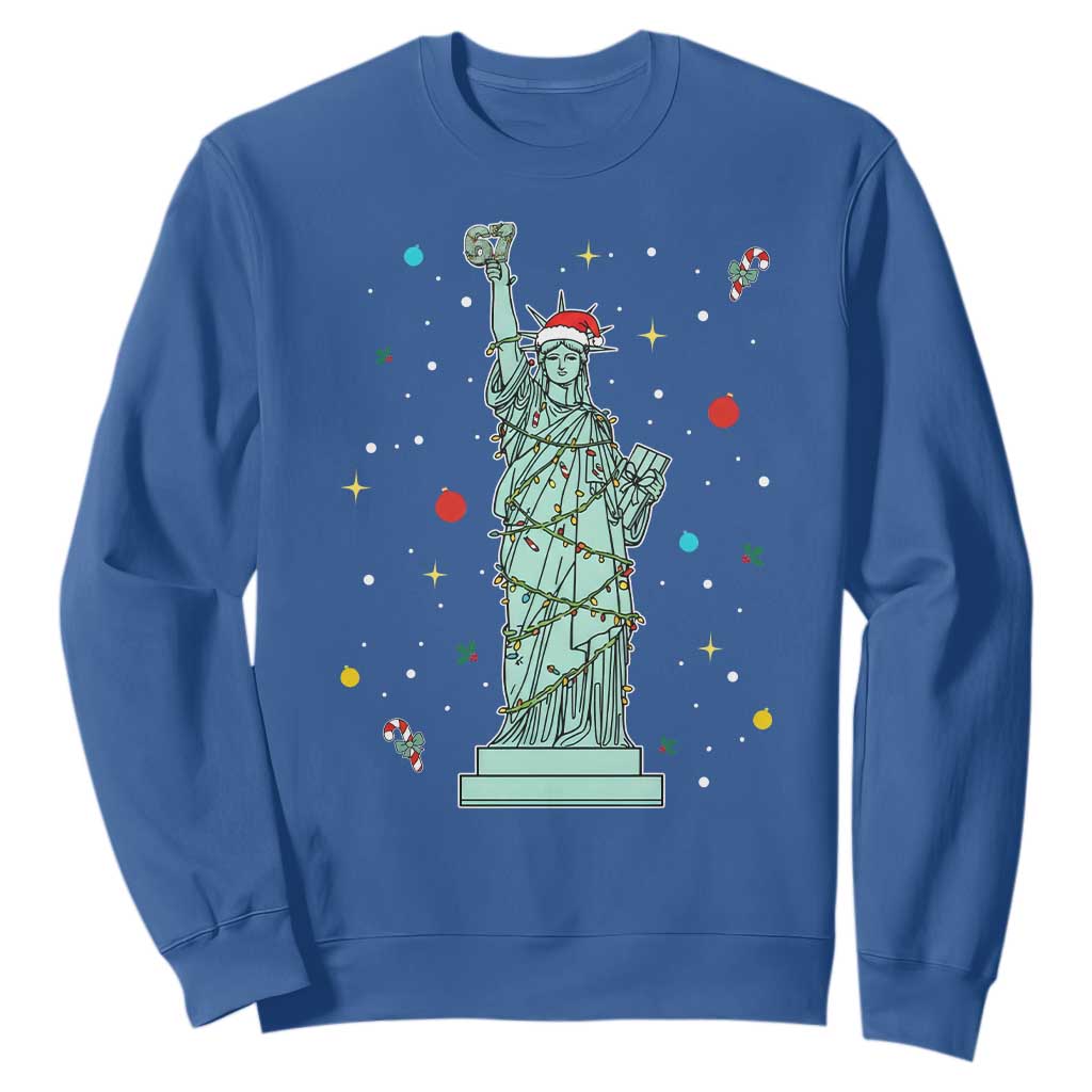 Statue Of Liberty Six Seven Meme Sweatshirt Gen Alpha 67 Trend Christmas Gift TS12 Royal Blue Print Your Wear