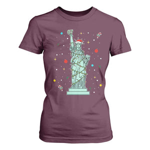 Statue Of Liberty Six Seven Meme T Shirt For Women Gen Alpha 67 Trend Christmas Gift TS12 Maroon Print Your Wear