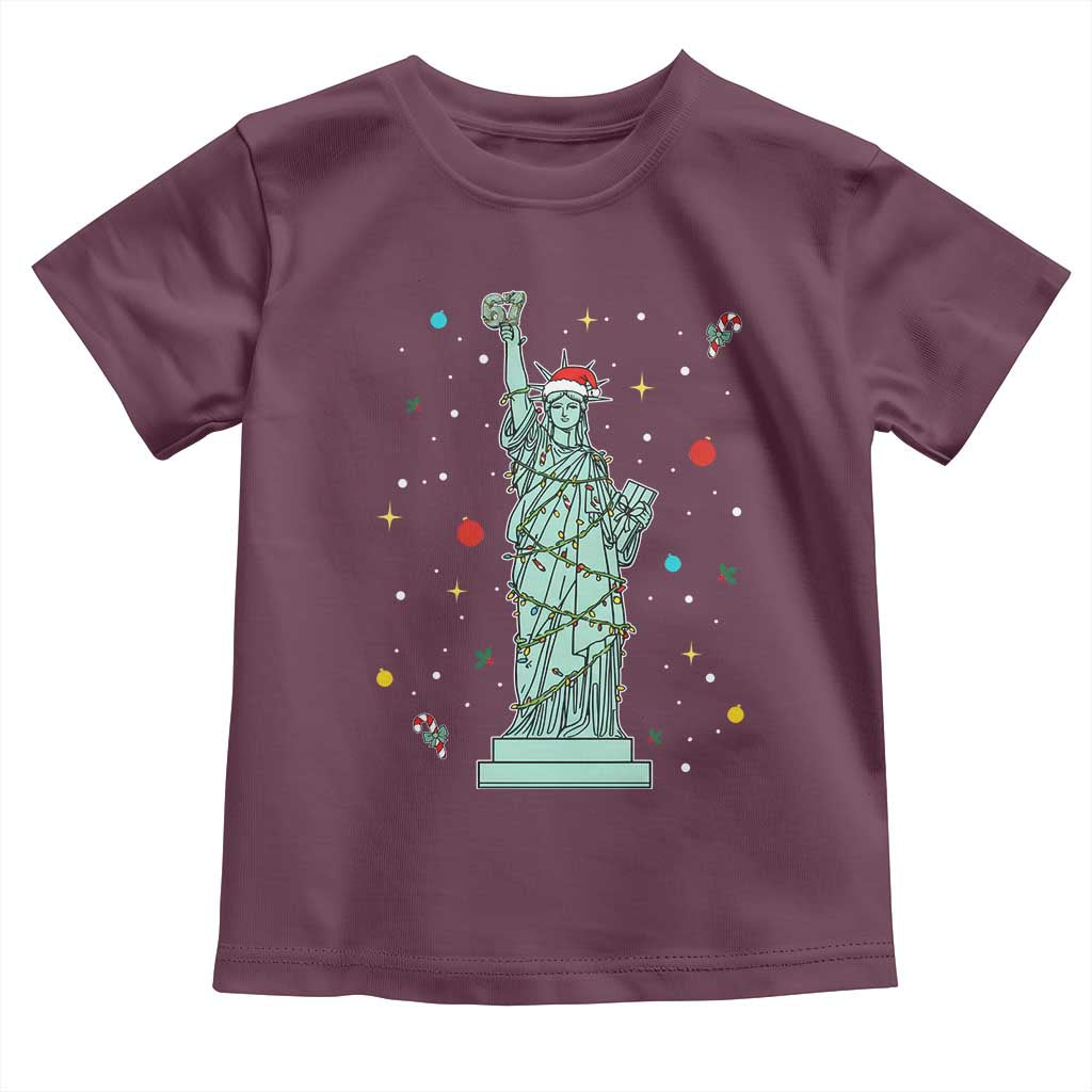 Statue Of Liberty Six Seven Meme Toddler T Shirt Gen Alpha 67 Trend Christmas Gift TS12 Maroon Print Your Wear
